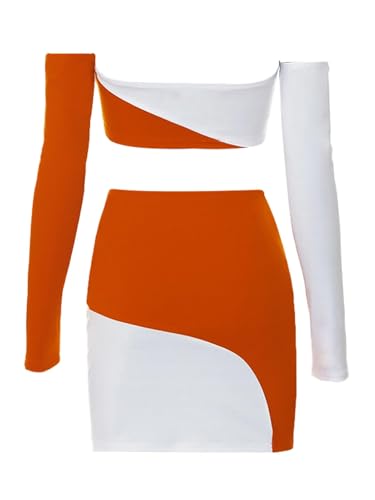 Image of Women's Summer Two-Piece Skirt Sets Sexy Off Shoulders Top Y2K Going Out Short T-Shirt Sets Mini Dress Outfits D293