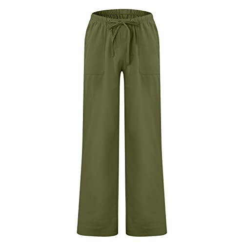 DuDubaby Joggers for Men Linen Pants Yoga Loose Fit Casual Summer Elastic Waist Drawstring Baggy Trousers with Pockets3