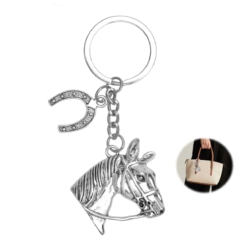 WOKICOR Llavero caballo con herradura, Diseño elegante para mujer, idea regalo original, colgante para bolso, detalle especial para cumpleaños, amistad, San Valentín o Día de la Madre