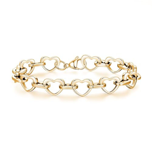 mnmoom Heart Bracelets for Women Stainless Steel with Rose gold,