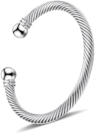 Stainless Steel Twisted Cable Wire Bracelets Adjustable Open Cuff Bangle Bracelet Vintage Jewelry Gift for Women