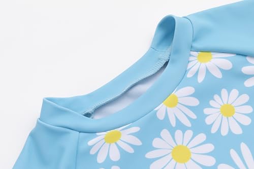 Image of LIZENS Girls Two Piece Swimwear Tankini Long Sleeve Ruffle Trim Swimsuit 2-12Years for Kids Daisy Pattern