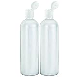 MoYo Natural Labs 16 oz Travel Containers, Empty Shampoo Bottles with Flip Caps, BPA Free HDPE Plastic Squeezable Toiletry/Cosmetics Bottle (Pack of 2, HDPE Translucent White)