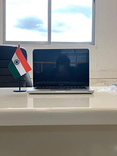 Image of The Flag Company India Table Flag with Black Acrylic Base & Pole | 4x6 Inch Premium Tiranga Desk Flag | Office, Conference & Corporate Decor