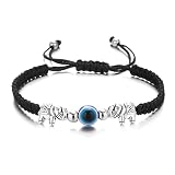 Sudemota Bracelet fait à la main, bracelet mauvais œil pour femmes, hommes, filles, bracelet tressé porte-bonheur noir et rouge, cadeau d'amitié, bijoux (couleur : or, taille : éléphant)