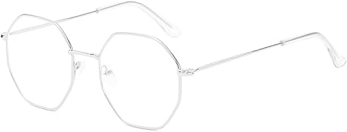 Miniatura 1 de Gafas de lectura de metal con polígono de moda para mujeres y hombres, lectores de computadora con bloqueo de luz azul retro, antifatiga ocular