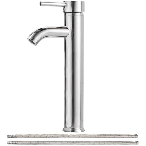 Greenspring Vessel Sink Faucet Chrome Bathroom Faucets Single Hole Single Handle Modern Lavatory Commercial Bath Vanity Bowl Faucets Tall Body Supply Line Lead-Free Cover