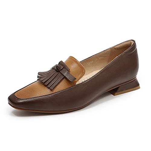 Image of Mona flying Women's Leather Square Toe Penny Loafer Slip on Office Flats