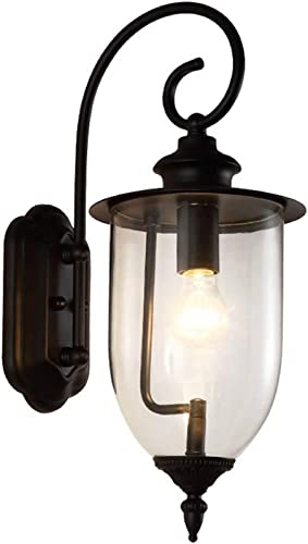 Lámpara de pared Compatible with exteriores, aplique de pared industrial, lámpara de pared de vidrio y metal negro moderno, pantalla de vidrio transparente, iluminación cableada