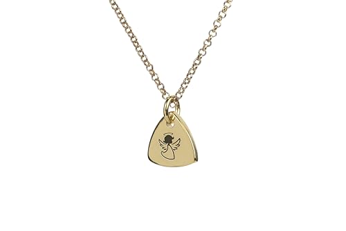 Collier Ange Gardien Gravé, Pendentif Trillion Unique pour un Cadeau d'Anniversaire