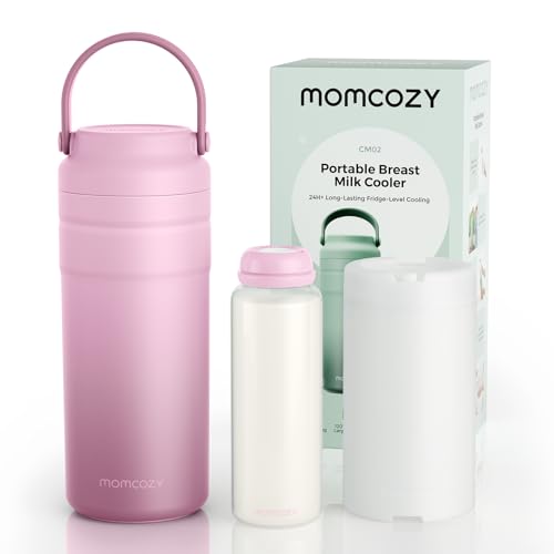 Image of Momcozy Portable Breast Milk Cooler for Travel, 24H Ice-Free Cooling Breastmilk Storage Bottles Container, 12oz Leak Proof Outdoor Small Freezer, Baby Breastfeeding Essential for New Moms