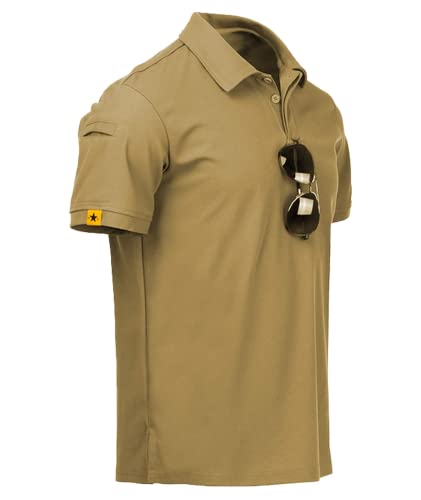 LLdress Polo Homme Slim Fit Basic Polo Homme T-Shirt à Manches Courtes pour Homme Été (012-Khaki2XL)