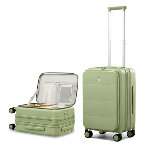 Image of Hanke Hardside Expandable Carry On Luggage, 20 Inch Top Opening Trunk Luggages with Spinner Wheels, All-PC Hard Shell Carry-On Suitcase, Lightweight & TSA Airline Approved (Bamboo Green, 46L)