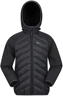 Mountain Warehouse Techy Turbine Kids Padded Jacket - Water-Resistant Coat with Padded Insulation & Zipped Pockets, for Boys & Girls - Best for Spring Camping & Outdoors Black 11-12 Years