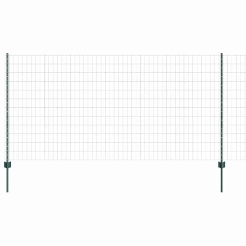 Grüner Gartenzaun mit Pfosten, 1,2 x 10 m, Stahl und PVC, robuste Drahtgeflecht-Einzäunung, ideal für Garten und Terrasse, langlebiger Sichtschutz