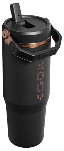 Image of STANLEY x Messi IceFlow 2.0 Flip Straw Tumbler with Handle, 30 oz | Twist on Lid and Flip Up Straw | Leak Resistant Water Bottle | Insulated Stainless Steel | BPA-Free | Messi Goat Black
