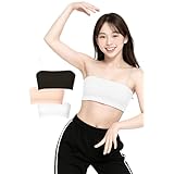 [ARCADY] チューブトップ 取り外せる透明ストラップ ハーフトップ スポーツブラ ジュニア 小学生 中学生 (M ホワイト)