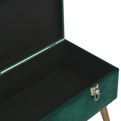 Banc de rangement entrée velours vert pour ranger le couloir