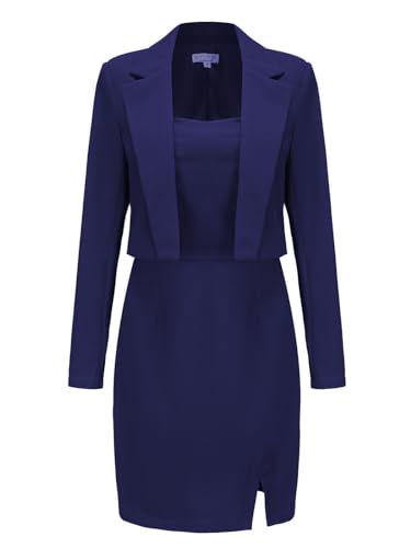 EXLURA Women's Professional Business Lightweight Blazer Dress Suit Sets 2 Piece Work Office Fashion Outfits