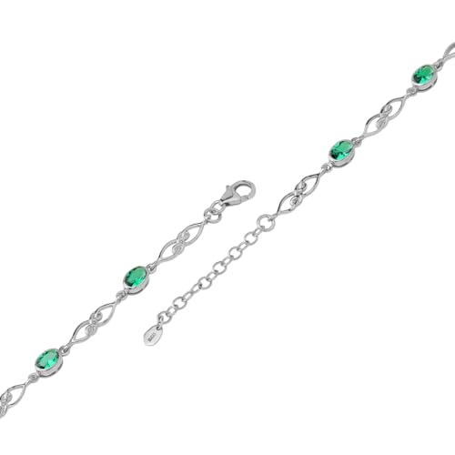 Image of Silvershake Birthstone Gemstones White Gold Plated or Yellow Gold Plated 925 Sterling Silver Scroll /Filigree Celtic Knot Weave 7.25 to 8.75 Inch with Adjustable Extension Bracelet Jewelry for Women