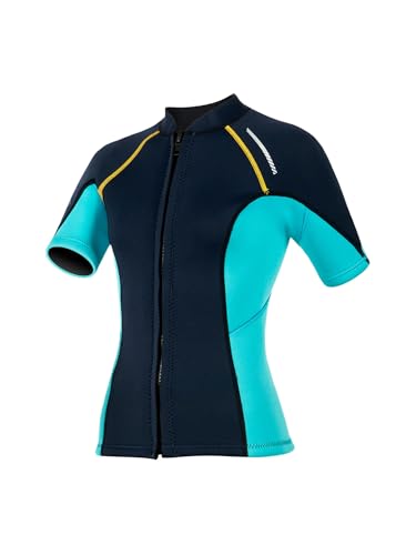 Chamarra de Neopreno para Mujer Manga Corta 1.5mm, Chaqueta de Buceo y Surf, Azul Marino Talla X-Small miniatura 2