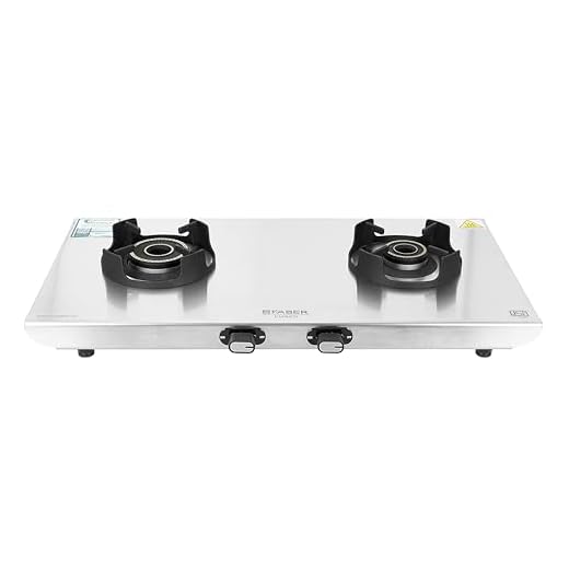 Faber Ember Stainless Steel Cooktop | 2 Brass Burners – Jumbo & Small | Manual Ignition | Diamond-Coated Pan Support | 5Yr Warranty on Burners & 2Yr Comprehensive by Faber | Cooktop Ember 2BB SS CI