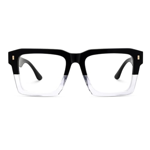 Zeelool Stylish Square Eyeglasses Frame with Non-prescription Clear Lens for Men Kenish ZJGA634947-09 Crystal