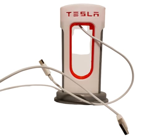 Tesla Desktop Supercharger Replica Charging Station, Preassembled Supercharger Station - USB-C for Android and iPhone (USB-C Cable Included) for Tesla Enthusiasts (Made in USA)