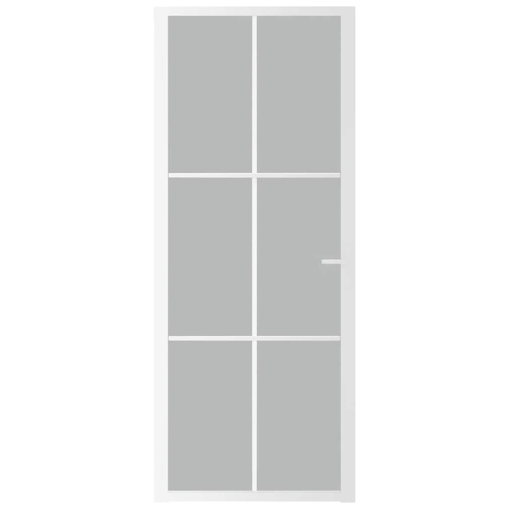 vidaXL Innentür Modernes Design Glastür Komplettset Zimmertür Tür Drehtür Wohnungstür mit Montagezubehör 83x201,5cm Weiß Mattglas Aluminium