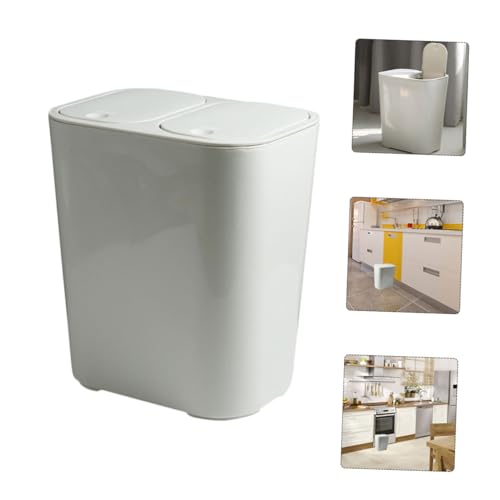 Bote de basura rectangular con tapa de doble compartimento miniatura 3