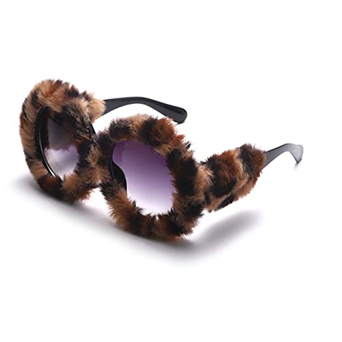 willochra cute punk Oversized Sunglasses Women Soft Fur Sun Glasses Men UV400 Gradient Shades