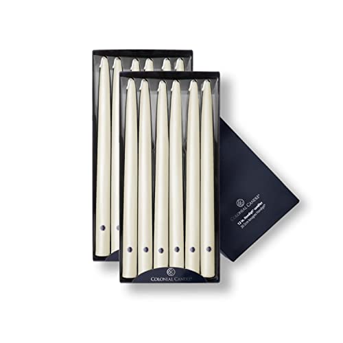 Image of Colonial Candle Unscented Taper Candle, Handipt Collection, Ivory, 12 In, Pack of 12 - Up to 10 Hours Burn