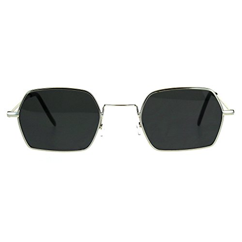 PASTL Rectangular Hexagon Shape Sunglasses Indie Style Thin Metal Frame2