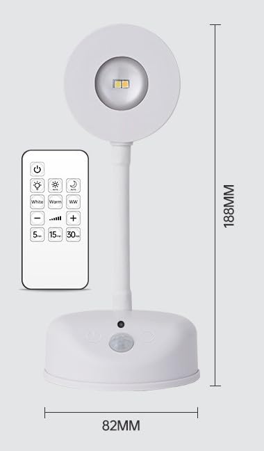 Vortex L2201 Motion Sensor Remote Control 3 Color Temperature Rechargeable Adjustable dimmable Easy Installation LED Display Spotlight Wall Light Night Light Table Light(White) - Image 3