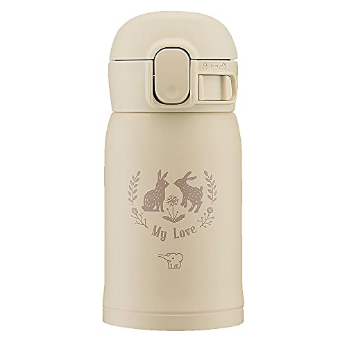 Zojirushi SM-WP24-CM Zojirushi Water Bottle, One-Touch Stainless Steel Mug, Seamless 0.24L Beige, 10.2 fl oz (0.24 L)