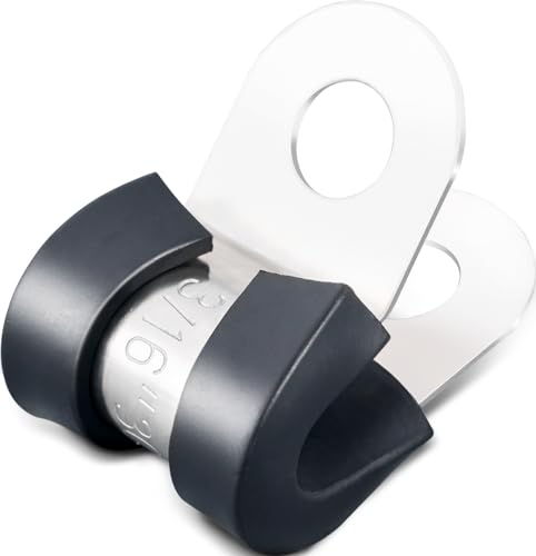 OURU 3/16 Inch Cable Clamps, Rubber Coated Insulated Clamps, 100pcs, 5mm