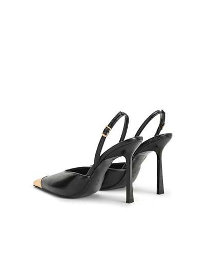 JW PEI Women\'s Savannah Gold Tipped Slingback Pumps - Black