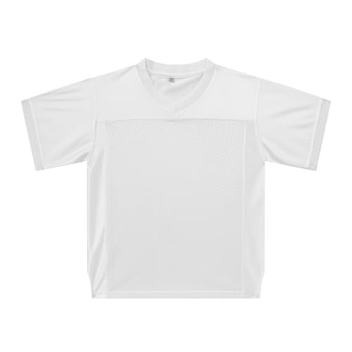 PRIMITAS Youth Blank Football Jersey Mesh Athletic Football Shirt Practice Sports Uniform White