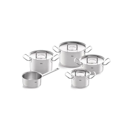 Fissler Original Profi Collection/roestvrijstalen kookpannenset, 5-delig, pannen met metalen deksel (3 kookpannen, 1 braadpan, 1 steelpan, dekselloos) - inductie
