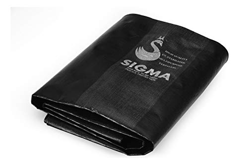 Image of SIGMA (LABLE) 12FT X 6FT 230 GSM Tarpaulin Sheet Waterproof Heavy Duty Thick Strong UV Treated Balcony, Rain & Sun Protection, Home Roof Shed Polyethylene Multipurpose Cover, Black (As Per BIS 7903)