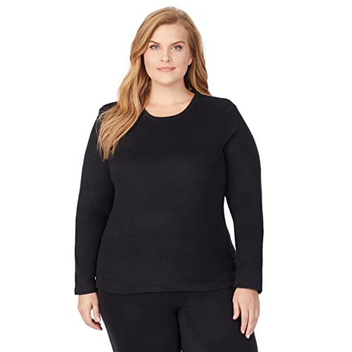 Cuddl Duds Women's Fleecewear with Stretch Long Sleeve Crew Neck – Heavyweight, Ultra-Warm Base Layer & Lounge Top