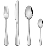 16-Piece Cutlery Sets Service for 4,Stainless Steel Silverware Sets for Kitchen Includes Knife Spoon and Fork Utensils Sets for Kitchen,Dishwasher Safe Flatware Sets
