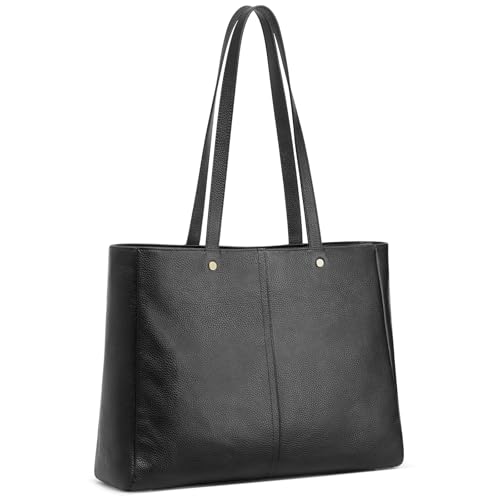 Kattee Women&rsquo;s Soft Leather Work Tote Shoulder Bag,Large Capacity Designer Satchel Handbags with Luggage Sleeve, Black