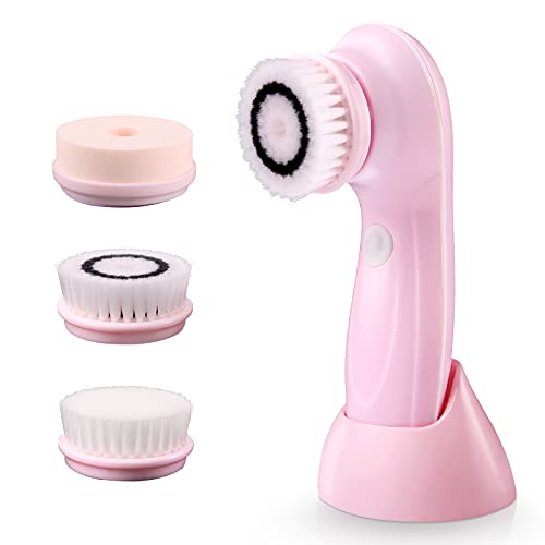 Facial Cleansing Brush, Rotating Face Brushes, Rechargeable Spinning Facial Cleaning Devices For All Skin Types, Deep Clean Face and Remove Makeup Residues, 3 Heads, 2 Speeds, Waterproof
