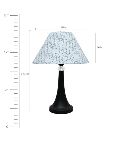 Image of Homesake Black Cone Crystal Metal Table Lamp for Living Room, Lamps for Bedroom, Modern Bedside Light, Decorative Night Lamp for Bedroom, Study, Office, Home Decor Lighting, Urn, White Star Shade