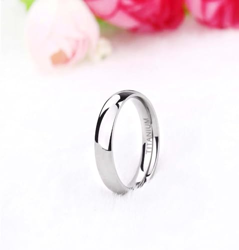 TIGRADE 2mm 4mm 6mm 8mm 10mm Titanium Ring Plain Dome High Polished Wedding Band Comfort Fit Size 3-15,4mm,Size 5