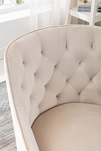 Voohek Home Office Desk Modern Swivel Shell Mid-Back Task Chairs With Height Adjustable For Working Studying, Beige #TOP2