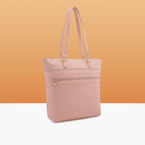 Image of Caprese Aria Tote Large Pink Shoulder Bag for Women Stylish, Spacious Design, Multi-Compartment, Durable, Comfortable Straps for Work, Travel, Shopping & Daily Use