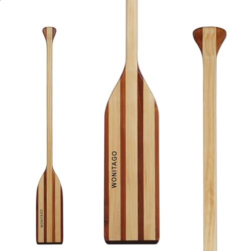 WONITAGO Wooden Canoe Paddle with Ergonomic Palm Grip and Anti-Collision Edge, Floating Wood Canoe Boat...