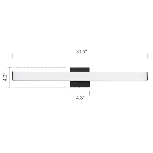Image of Bathroom Vanity Light Brushed Nickel Square LED 24 inch 14W 4000K Natural White Light Wall Bar Lighting Fixtures Over Mirror (Matte Black, 31.5in 4000K Dimmable)